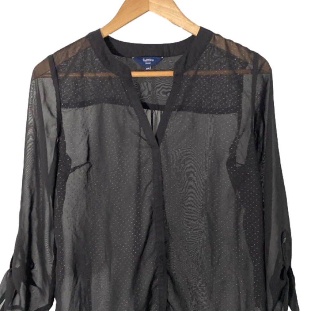 Reitmans Pretty See through Black Blouse Size M Petites - Picture 2 of 8